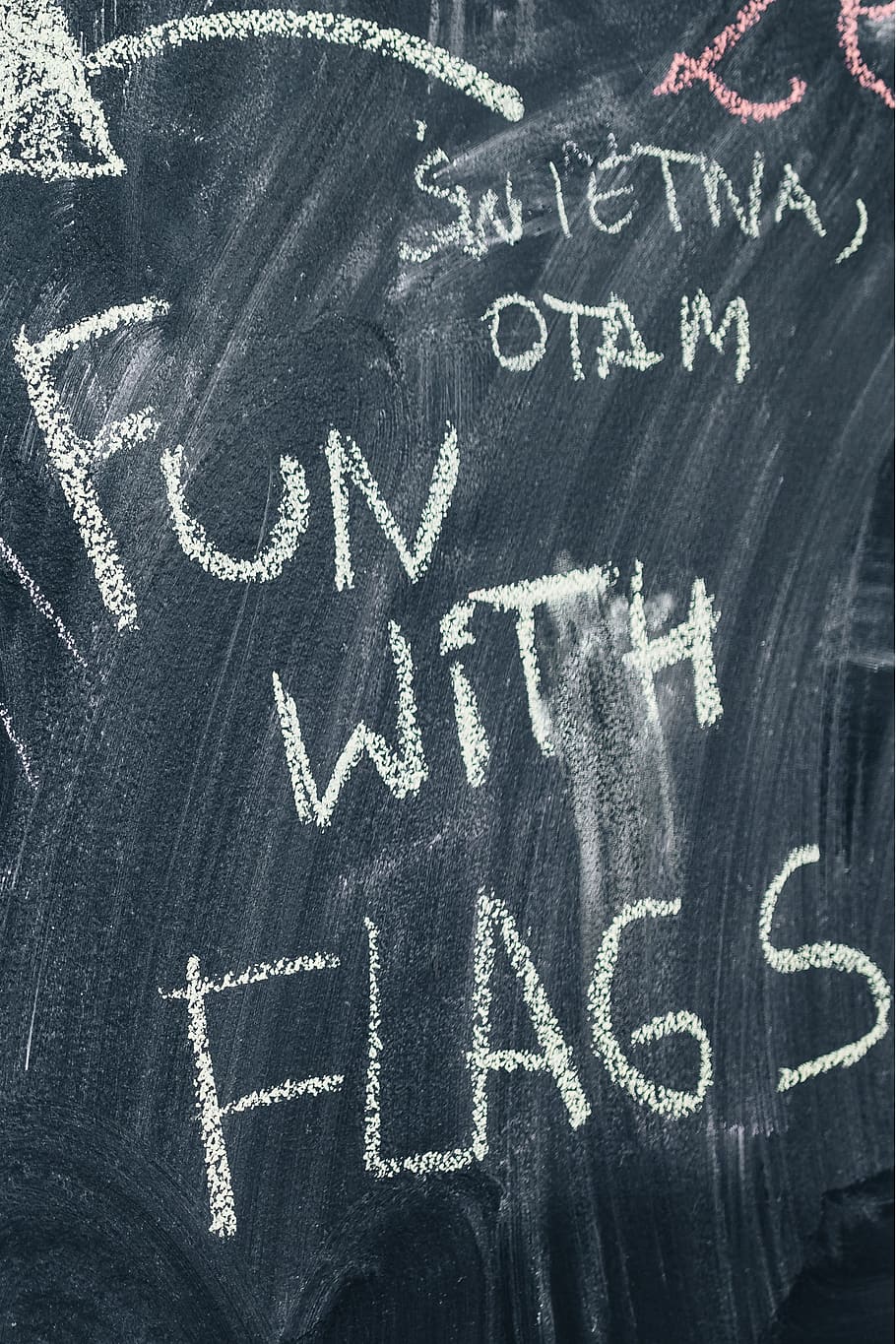chalkboard, handwritten, words, black, chalk, sign, fun with flags, text, communication, blackboard