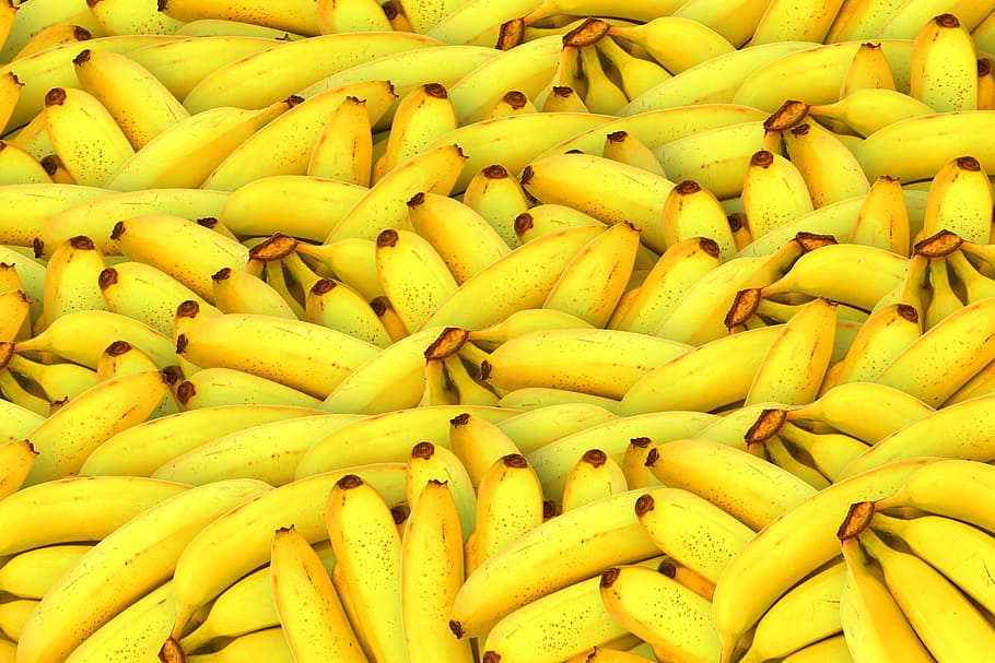 pisang, buah, kuning, makan sehat, makanan, kesejahteraan, makanan dan minuman, bingkai penuh, latar belakang, kesegaran