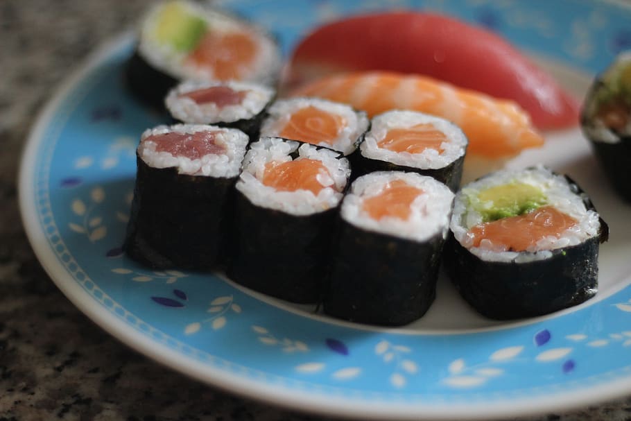 sushi, hosomaki, makanan laut, makanan Jepang, Nasi, makan sehat, makanan Asia, makanan, makanan dan minuman, kesejahteraan