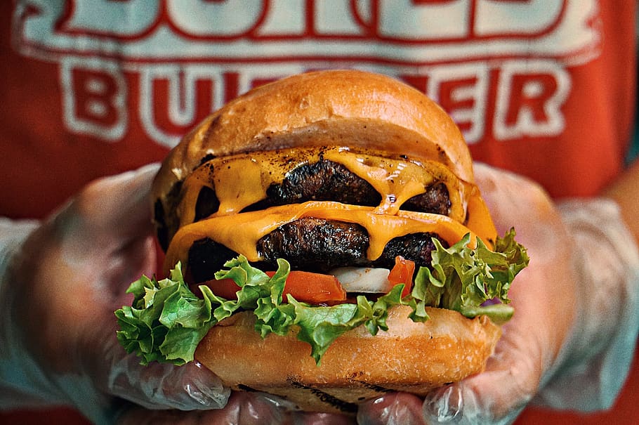 burger, makanan, keju, cheddar, kekar, makanan cepat saji, sandwich, close-up, bagian tubuh manusia, satu orang