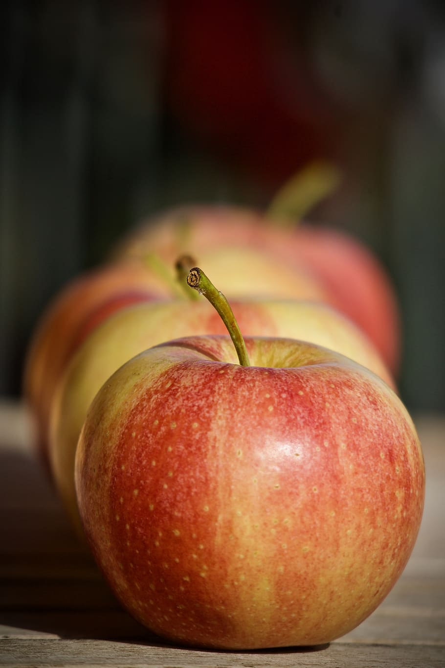 manzanas, fruta, otoño, manzanas rojas, comida, deliciosa, vitaminas, en una fila, sabroso, bio