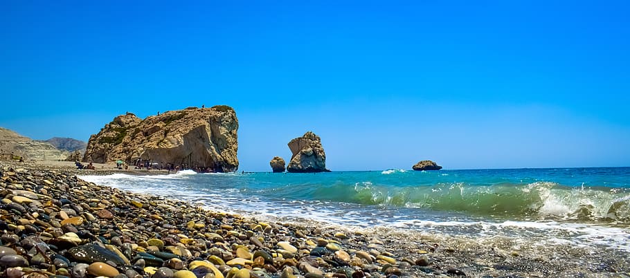 cyprus, petra tou romiou, aphrodite's rock, scenery, travel, coast, rock, sea, landscape, tourism
