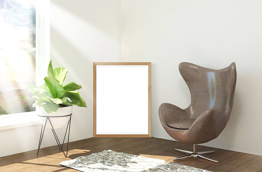 poster, frame, interior, chair, plant, window, carpet, indoors, furniture, seat