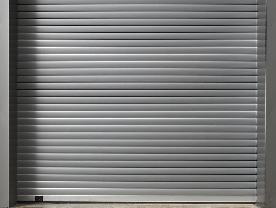 puerta enrollable, puerta de garaje, perfil de aluminio, garaje, hoja de perfil de listones, aluminio, fondo, textura, metal, brillante