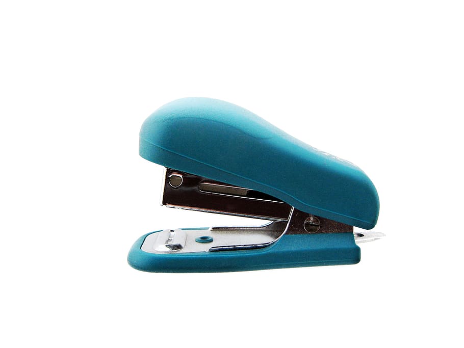 stapler, business, plastic, desktop, closeup, isolated, item, white, tool, connects
