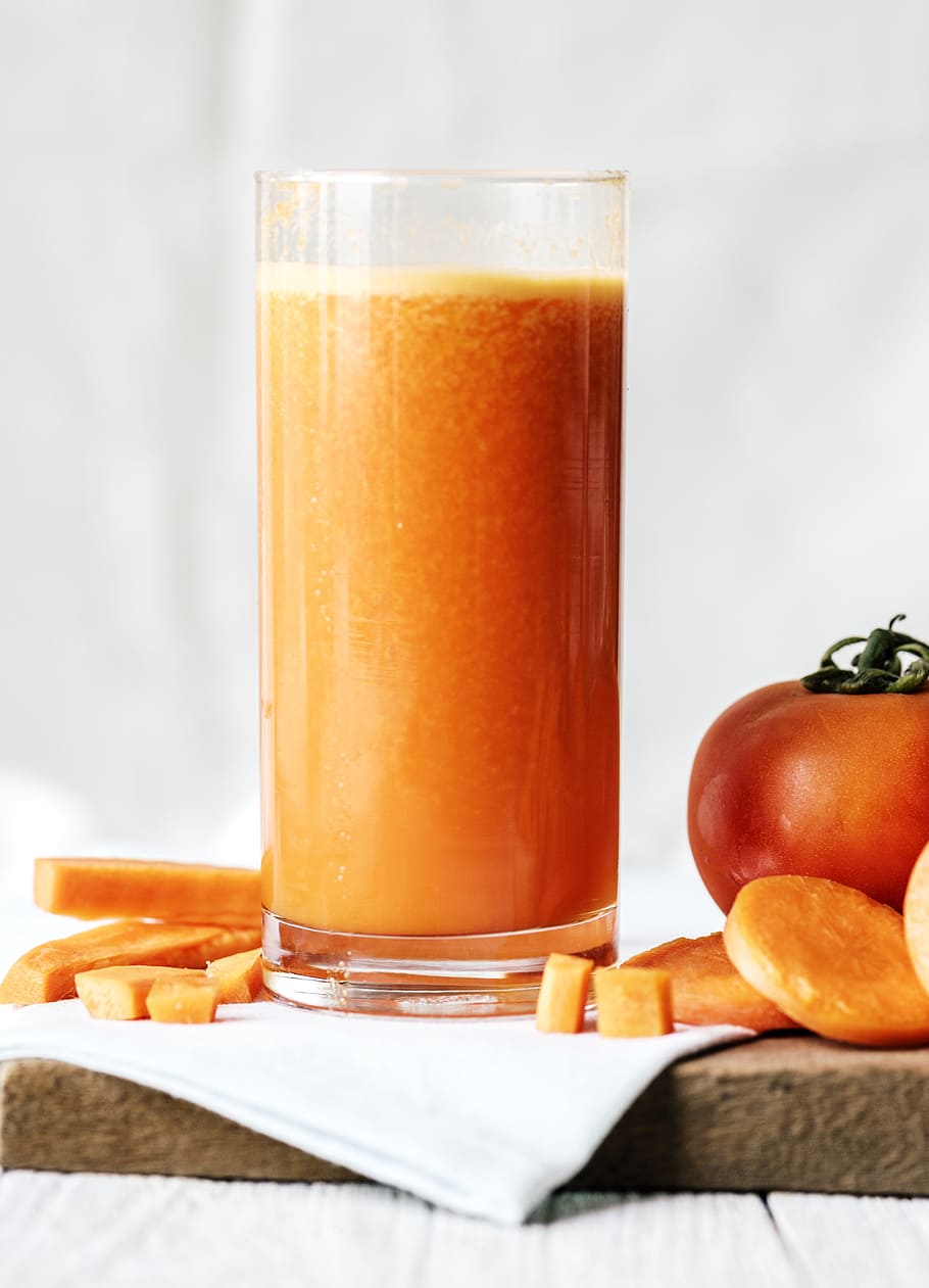 antioxidante, bebida, cenoura, suco de cenoura, corte, desintoxicação, potável, energia, fotografia de alimentos, fresco