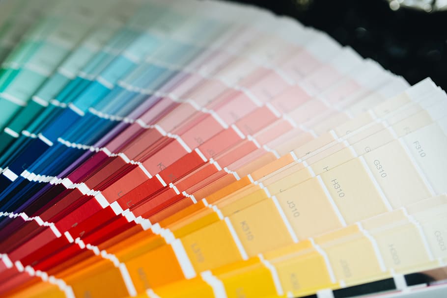 panduan palet warna, panduan., contoh katalog warna, katalog., lukisan, cat, warna-warni, warna, pelukis, palet