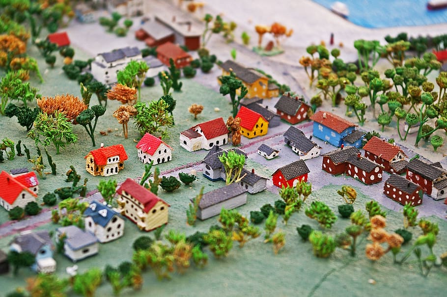 miniatura, ciudad en miniatura, bosquejo, mini, mini casas, modelo, casa, figuras modelo, juguetes, ciudad modelo