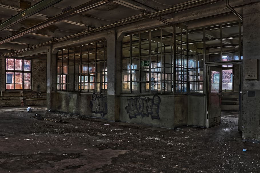 architecture, abandoned, old, building, warehouse, empty, brick, dirty, ailing, pforphoto