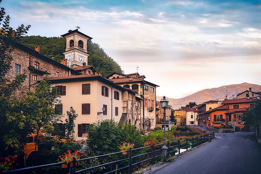 Garessio, Itália, Piemonte, nascer do sol, idílico, montanhas, arquitetura, exterior do edifício, estrutura construída, céu