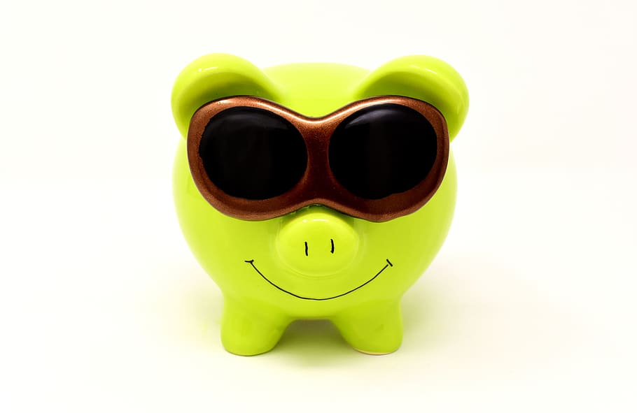 piggy bank, sunglasses, cool, figure, save, ceramic, funny, finance, piglet, pig