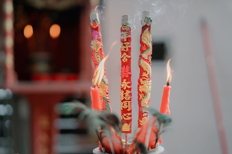tradicional, vela, chino, religión, festival, cultura, oración, espiritualidad, creencia, quema