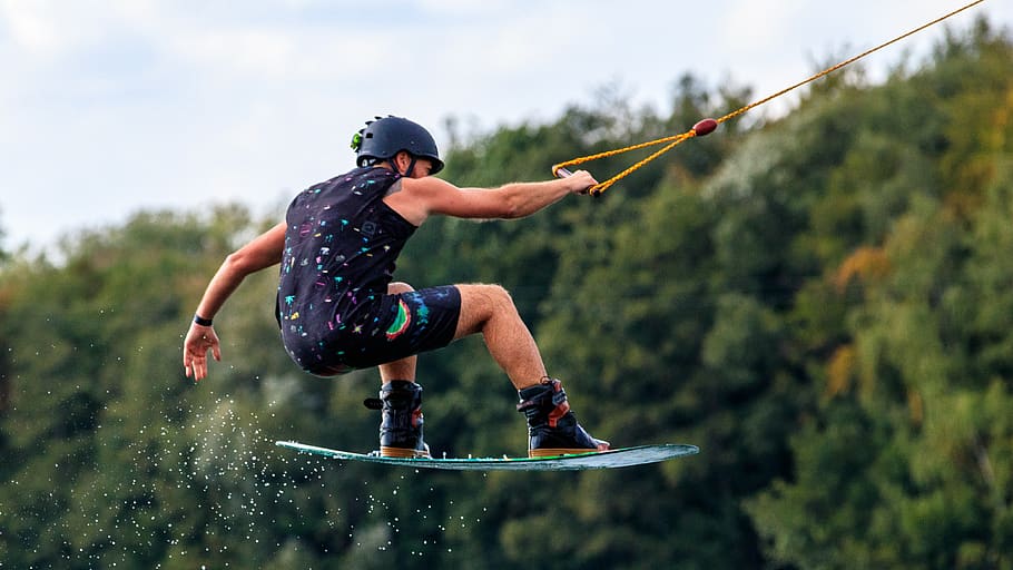 sport, water sports, wake boarding, water, board sports, action, activity, board, jump, one person