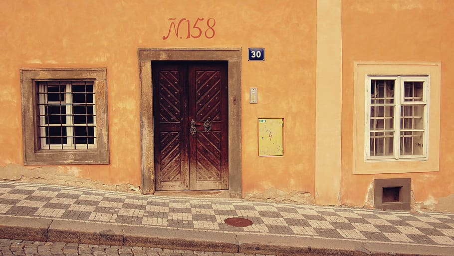 calçada portuguesa, rua, calçada, janelas, porta, casa, residência, cidade, urbano, parede