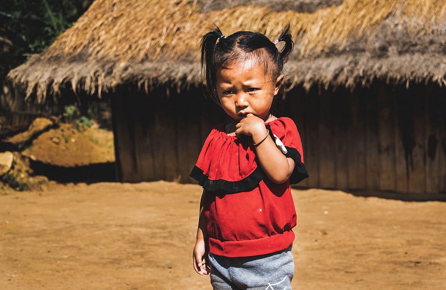 criança, luang prabang, laos, tribo, rural, geográfica nacional, criança tribal, criança asiática, ásia, vila hmong