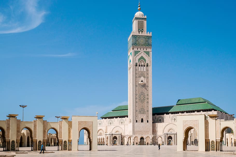 mesquita, marrocos, islão, muçulmano, minarete, arquitetura, mesquita hassan ii, exterior do edifício, estrutura construída, religião
