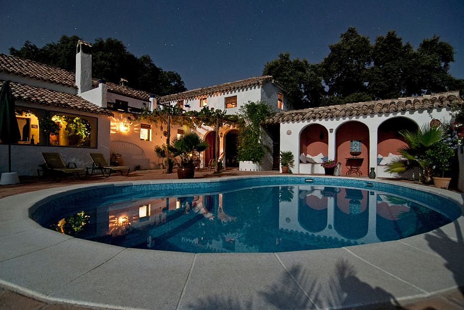 malam, villa, rumah besar, rumah, kolam renang, properti, rekreasi, resor, perkebunan, hacienda