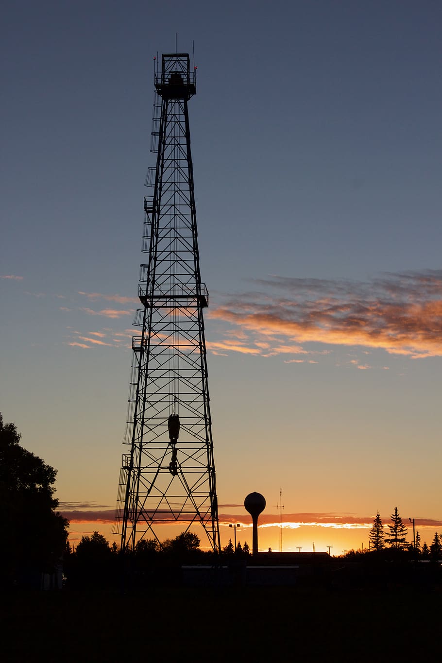 petróleo, torre de perforación, redwater, más alto, amanecer, puesta de sol, cielo, silueta, tecnología, color naranja