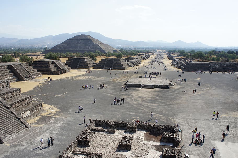 teotihuacan, archeology, mexico, architecture, old, mesoamerica, pyramids, the past, group of people, history