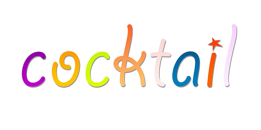 coctail, cocktail, multi colored, text, alphabet, white background, letter, number, cut out, communication