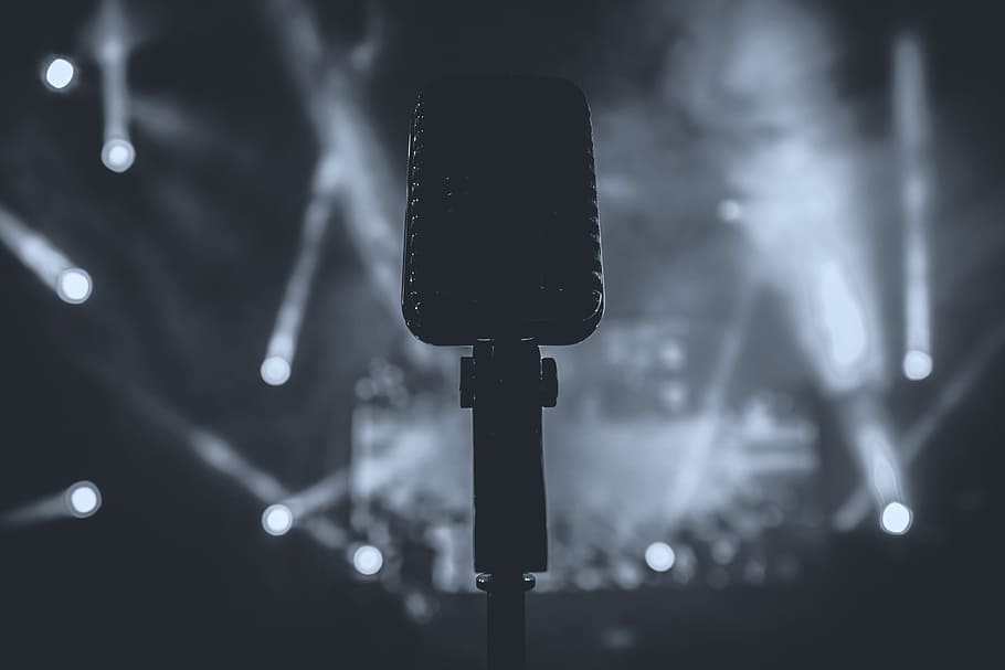 microphone, technology, music, retro, input device, arts culture and entertainment, close-up, focus on foreground, equipment, indoors