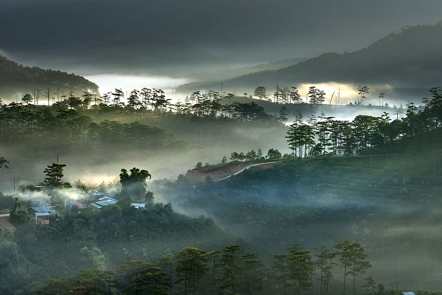 nubes, amanecer, vietnam, fantasioso, para diseñar, natural, luz, frescura, viajes, paisajes
