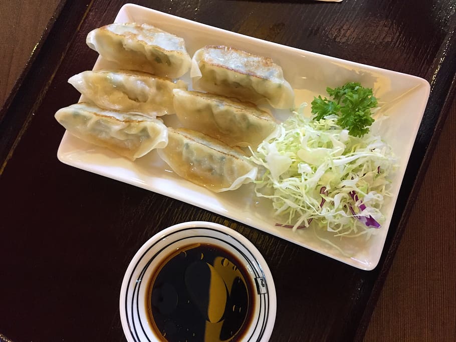 pot stickers, appetizer, asian cuisine, dumplings, food and drink, food, freshness, ready-to-eat, table, indoors