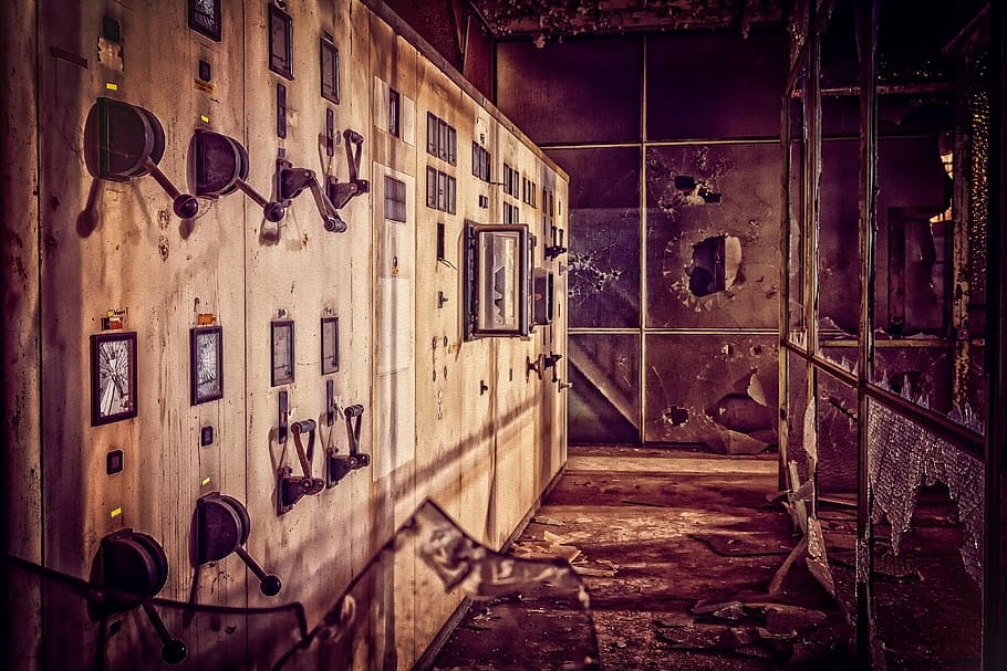 lost places, industry, factory, industrial plant, past, pforphoto, control cabinet, switch, elektrik, plant