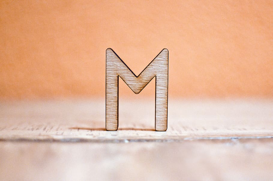 letter, m, wood, cut out, laser cut, abc, macro, close-up, indoors, creativity