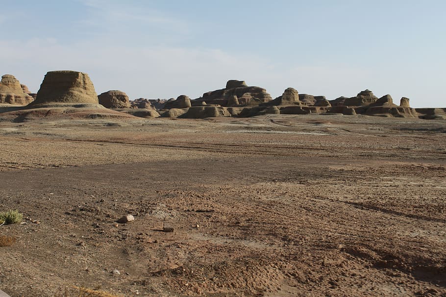 desert, drought, desolate, sky, rock, tranquil scene, rock formation, tranquility, land, rock - object