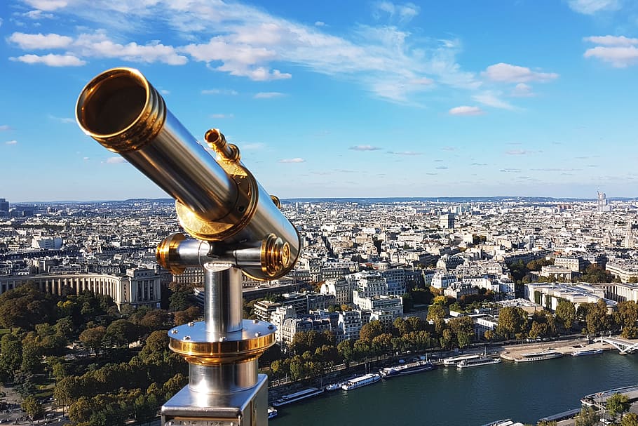 telescópio de paris, cidade e urbano, paris, exterior do edifício, arquitetura, estrutura construída, Paisagem urbana, cidade, céu, agua