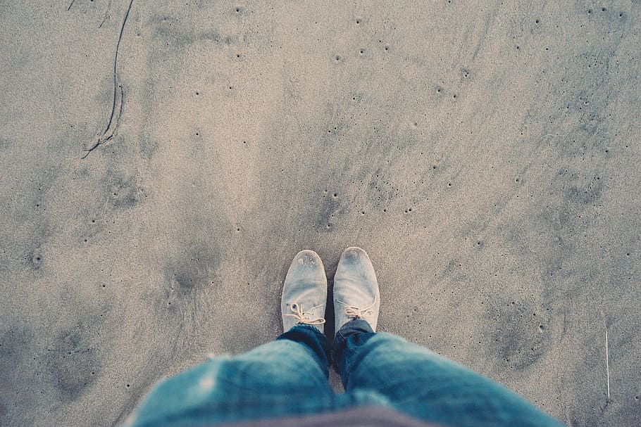 blue, feet, gray, legs, sand, shoes, Tan, low section, shoe, human leg