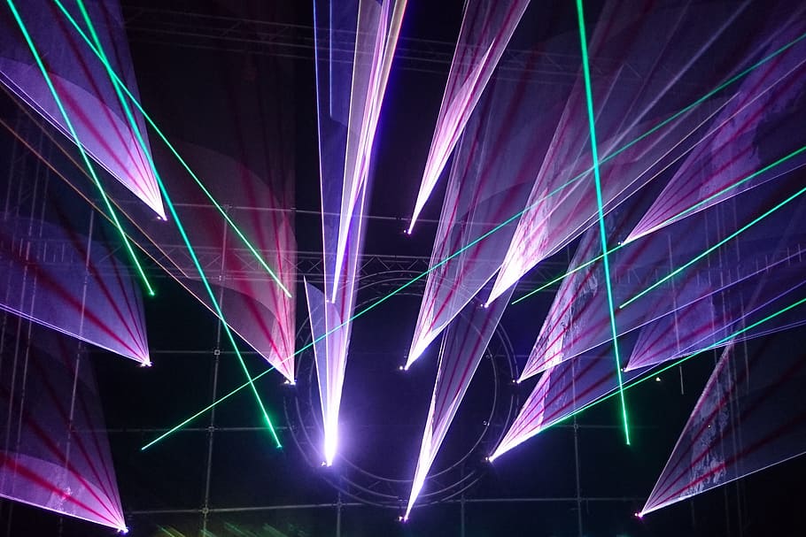 laser lights, various, abstract, music, illuminated, night, purple, glowing, light - natural phenomenon, long exposure