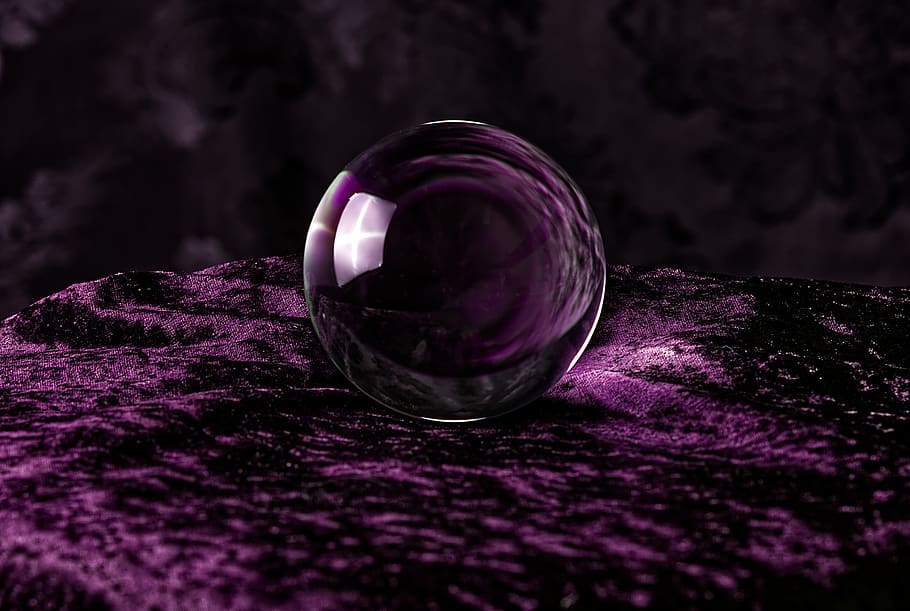 crystal ball-photography, ball, lights, colorful, magic, red, close-up, glass - material, selective focus, indoors