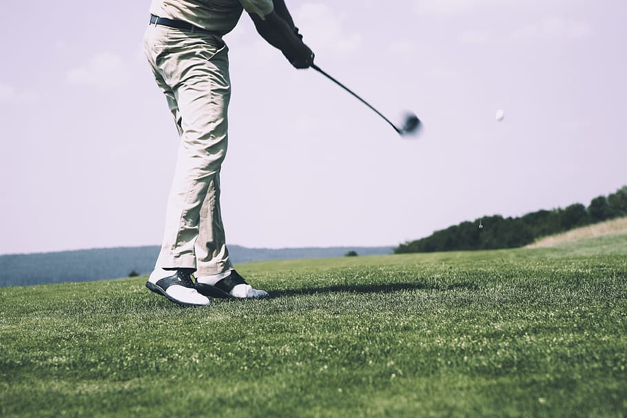 golf, sport, game, people, alone, playing, man, lawn, green, grass