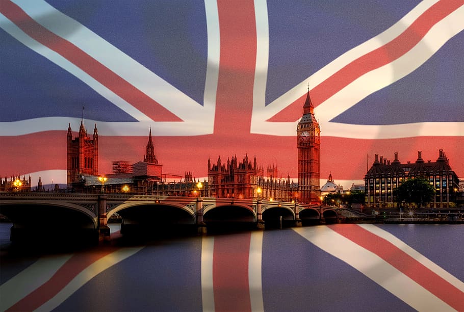 Union, Jack, bandera, Londres, -, turismo, unido, reino, arquitectura, turístico