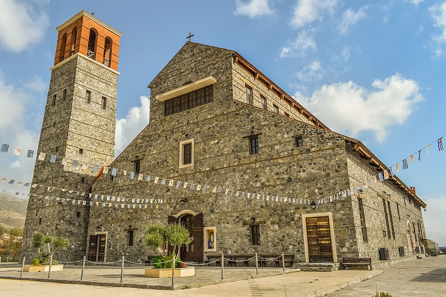 church, architecture, building, religion, christianity, stone, basilica, ayios arsenios, kyperounta, cyprus