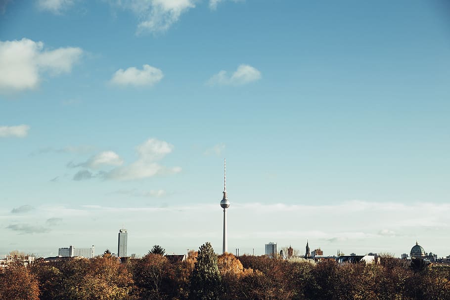 panoramic, view, fernsehturm television tower, central, berlin, germany, architecture, capital, cityscape, europe