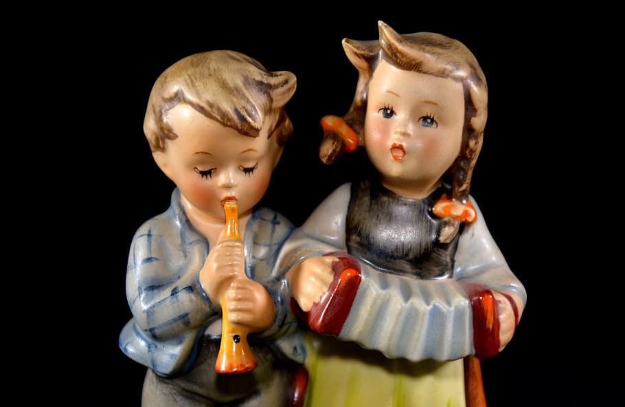 figura de hummel, porcelana, goebel, serenata de cumpleaños, niños, hermanos y hermanas, hermano, hermana, lindo, infancia