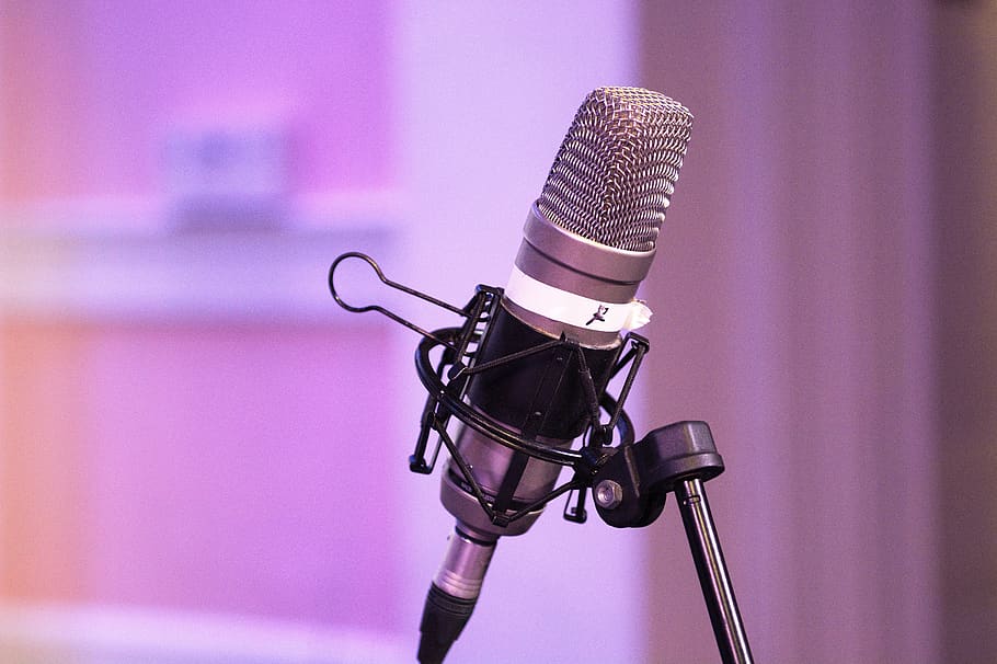 podcast, microfone, equipamento, áudio, som, falar, estúdio, comunicação, radiodifusão, dispositivo de entrada