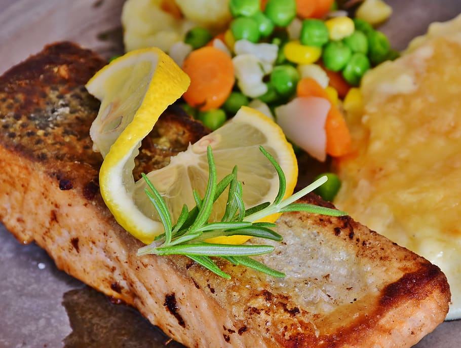 salmon, ikan, fillet salmon, segar, sehat, makanan, dapur, lezat, goreng, panggang