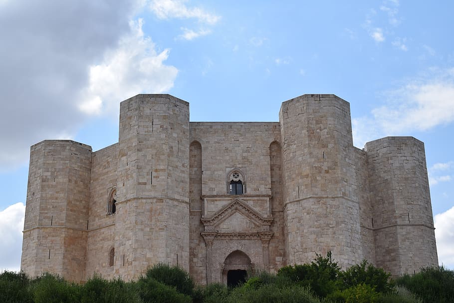 castel del monte, andria, octagon, italy, puglia, world heritage site, frederick, castle, regular, sky