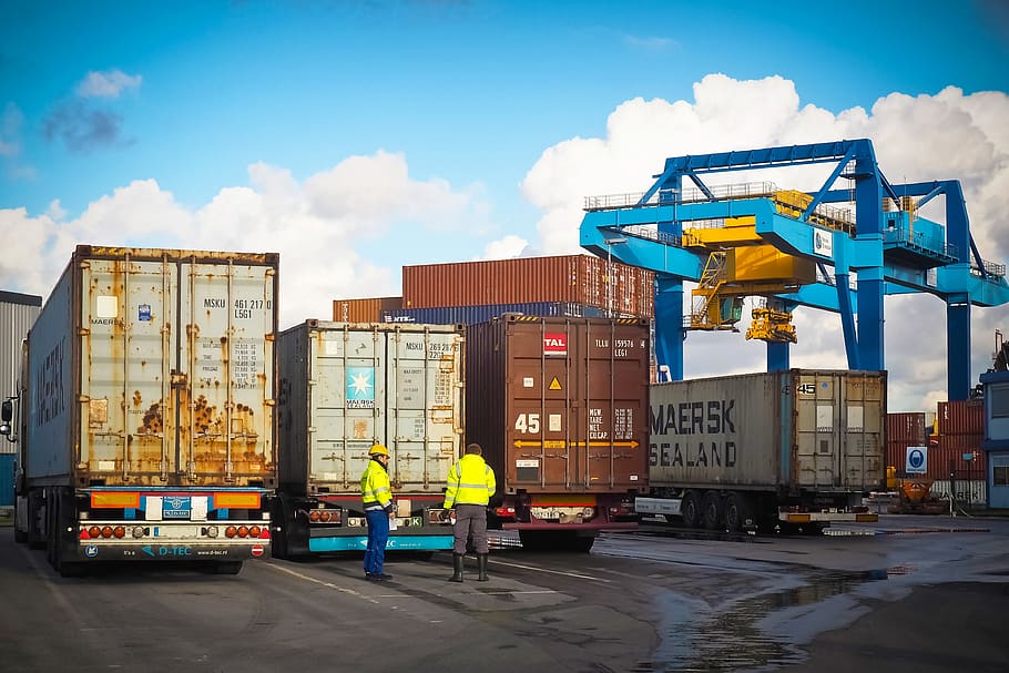 contenedor, puerto de contenedores, puerto, carga, transporte, envío, entrega, tráfico, logística, mercancías