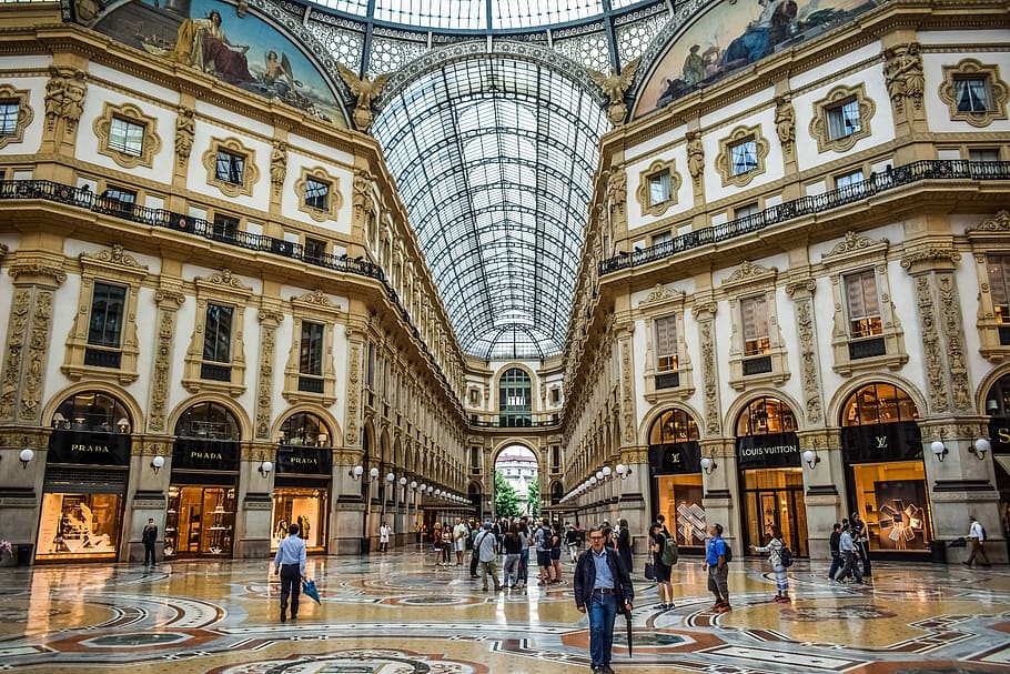 architecture, building, city, geometric, galleria vittorio emanuele ii, milan, italy, landmark, shopping mall, italian