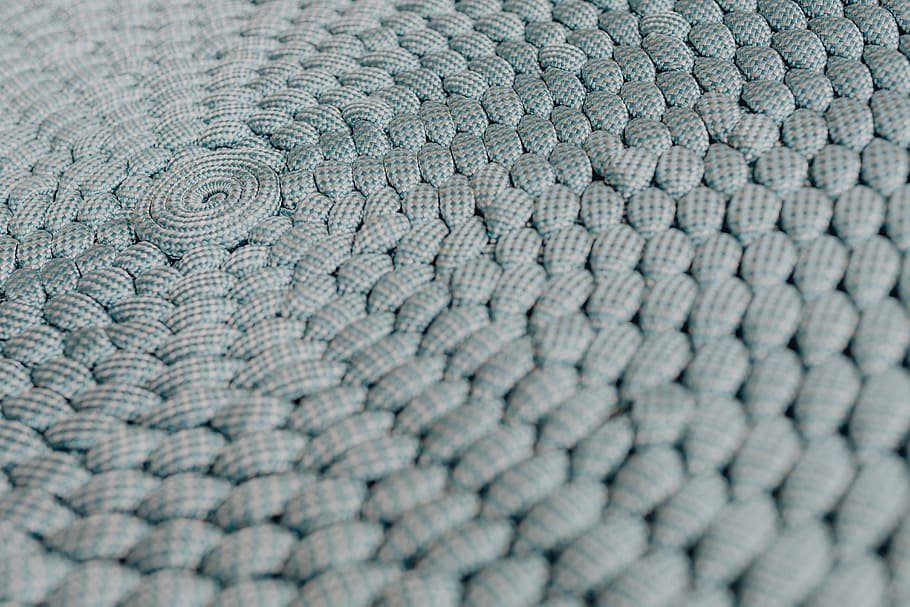 blue knitted pouf, closeup, detail, background, blue, close-up, round, light blue, pouf, ottoman