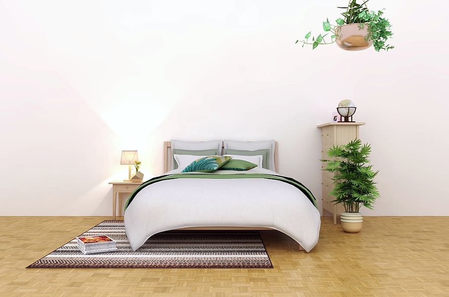 interior, bedroom, lifestyle, furniture, bed, room, decor, plant ...