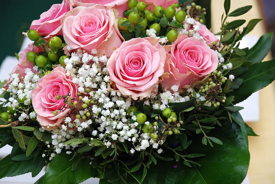 bouquet, rose, flower, wedding, arrangement, florist, floral, love, celebration, birthday