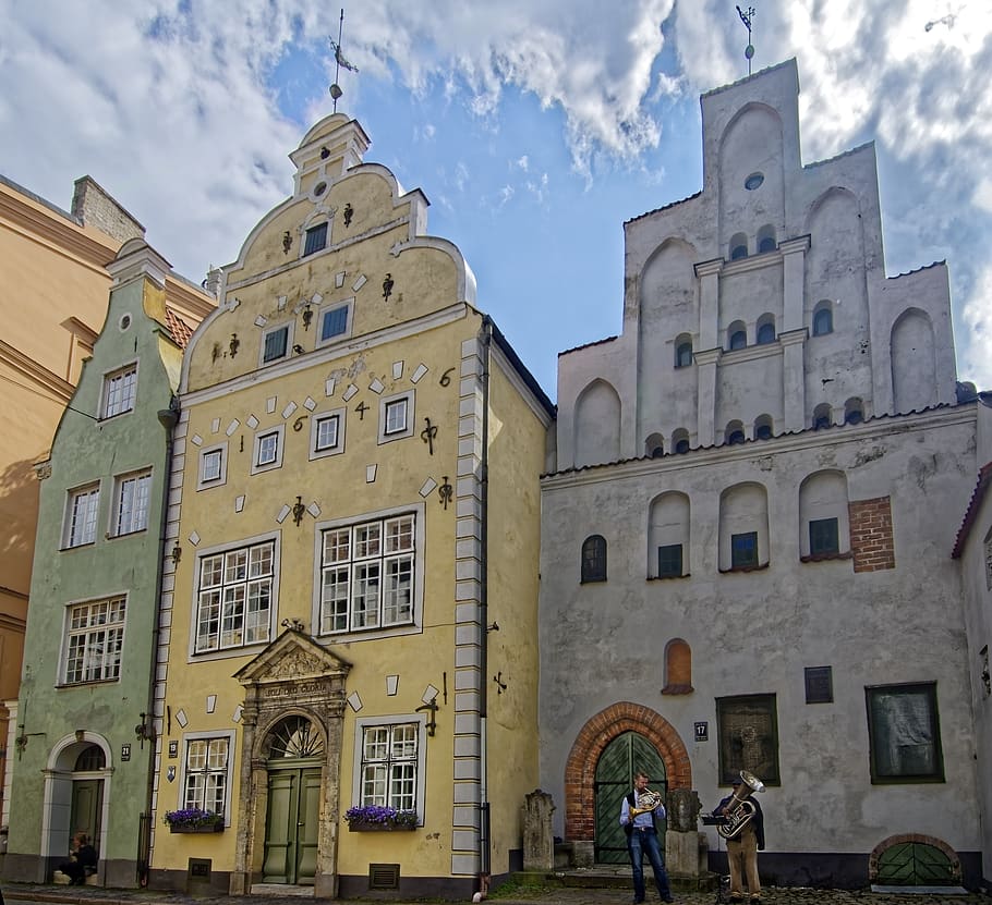 letônia, riga, o conjunto de edifícios de três irmãos, centro histórico, arquitetura, historicamente, estados bálticos, exterior do edifício, estrutura construída, construção