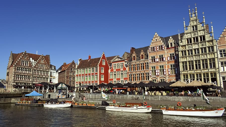 Gante, Bélgica, arquitectura, viajes, ciudad, canal, turismo, Europa, edificio, Flandes