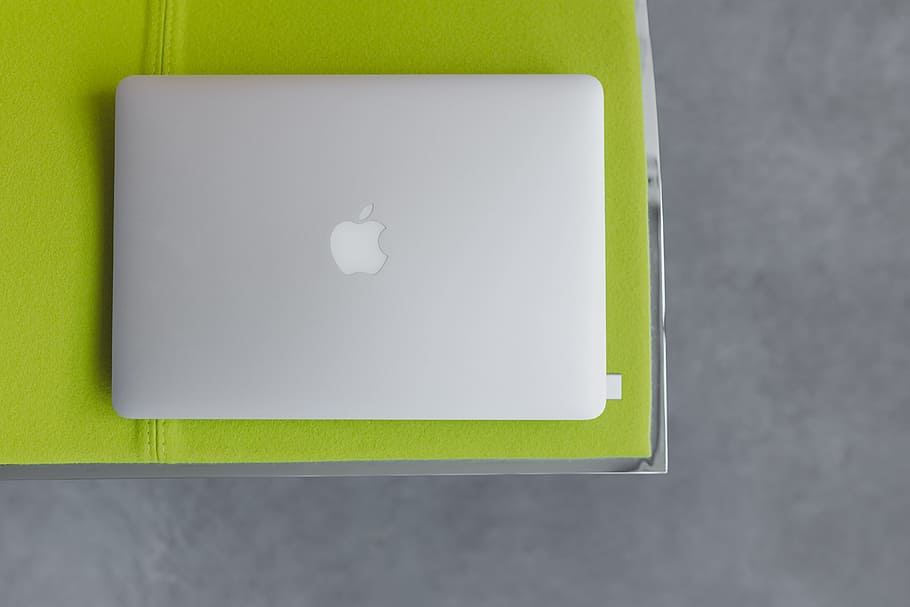 vista, laptop, cadeira de limão, cadeira, computador, amarelo, macbook, verde, limão, fluorescente